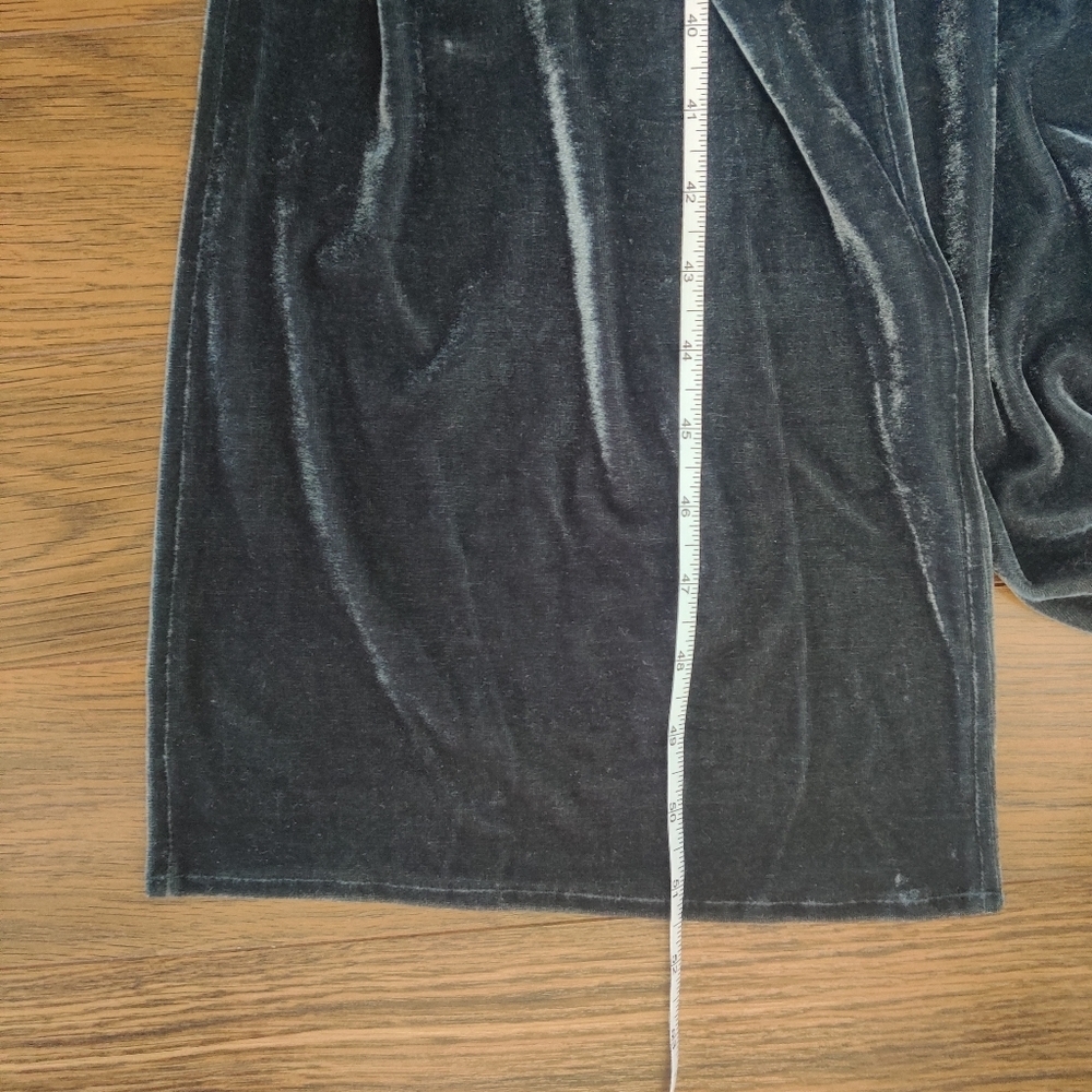 *Tularosa Velvet Wrap Dress Deep Blue Grey Maxi with Ribbon Tie Pockets NWT - M - Picture 13 of 13